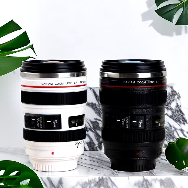 SLR Lens Cup Camera Camera Lens Model Plastic Casual Cup with Lid Ef24-105Mm Coffee Mug White Black Coffee Mugs Creative Gift