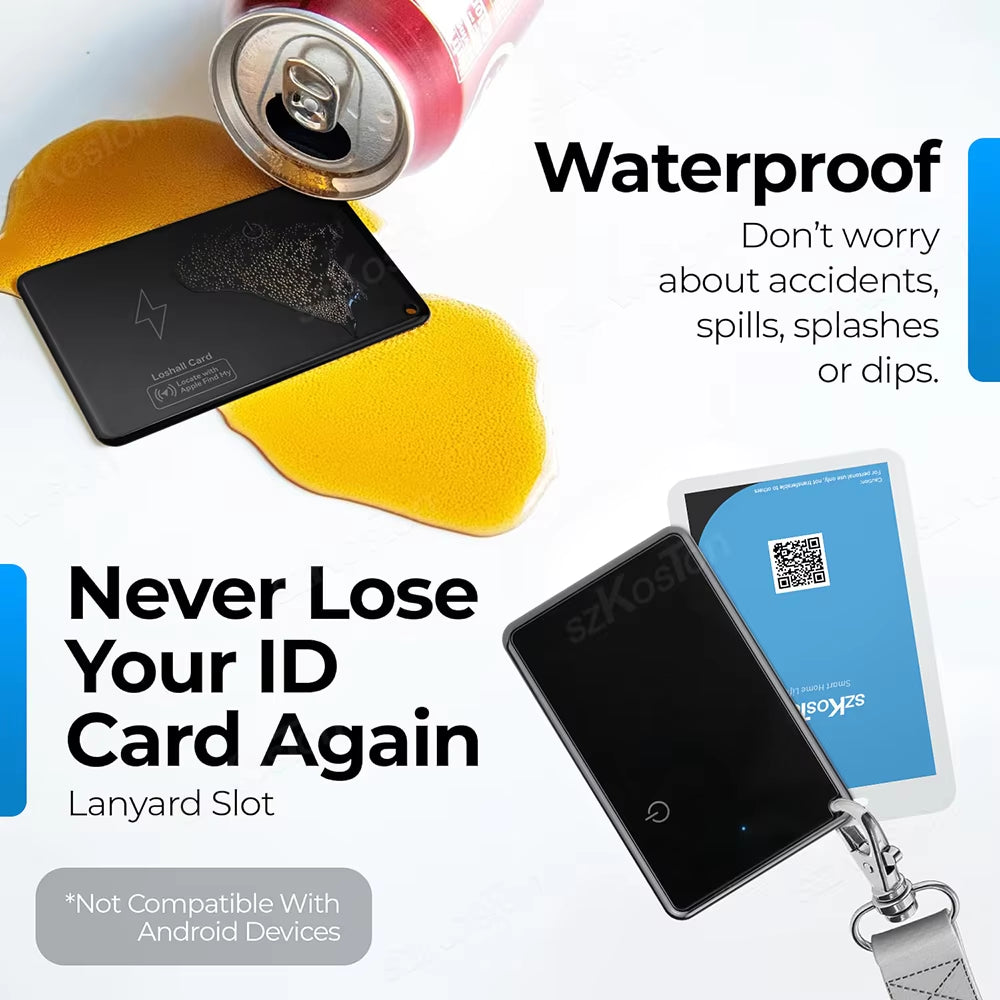 New Wireless Charging Wallet Tracker Card Waterproof GPS Locator Smart Tag Work with Apple Find My App Bluetooth Tracking