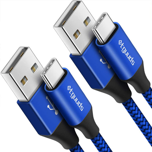 Extra Long USB C Cable [15Ft, 2-Pack], Fast Charge 15 Feet USB a to USB Type C Cable 2.0, Super Durable Nylon Braided USB-C Charger Charging Cord - Blue