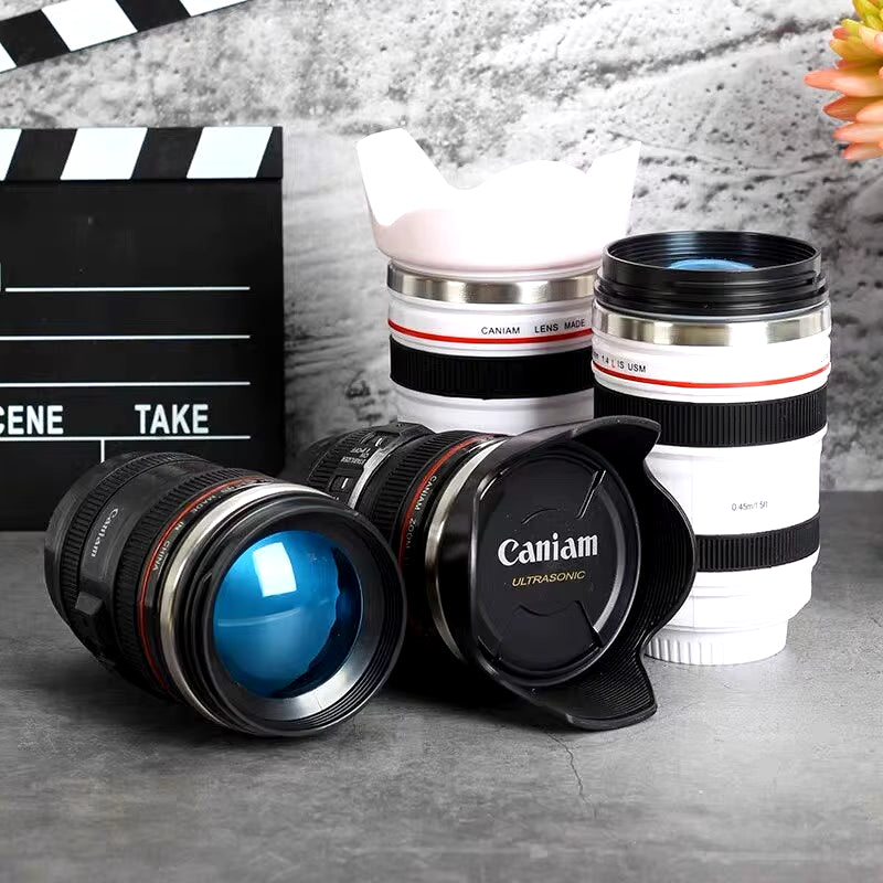 SLR Lens Cup Camera Camera Lens Model Plastic Casual Cup with Lid Ef24-105Mm Coffee Mug White Black Coffee Mugs Creative Gift