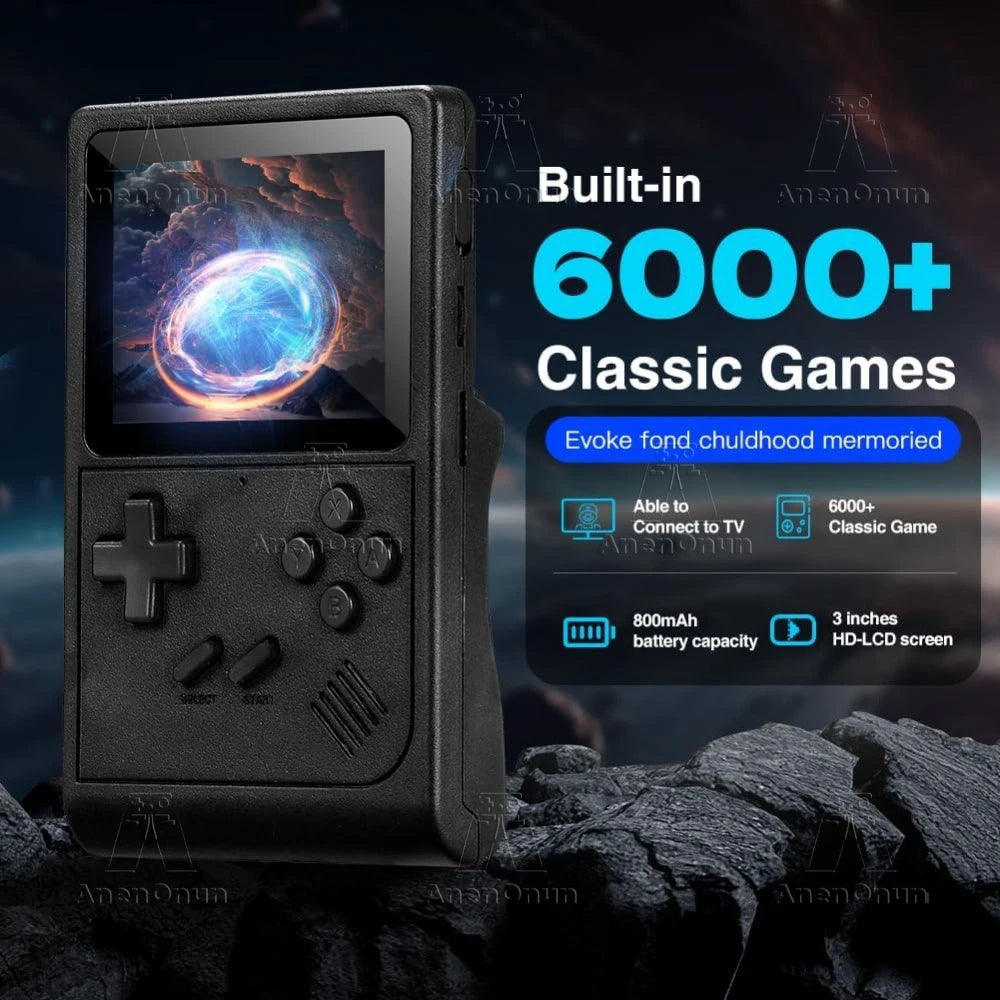 3.0 Inch Portable Video Game Console Built-In 6000 Games 7 Emulator Children Handheld Game Players Kids Mini Retro Game Machine