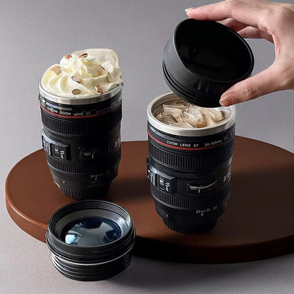 SLR Lens Cup Camera Camera Lens Model Plastic Casual Cup with Lid Ef24-105Mm Coffee Mug White Black Coffee Mugs Creative Gift