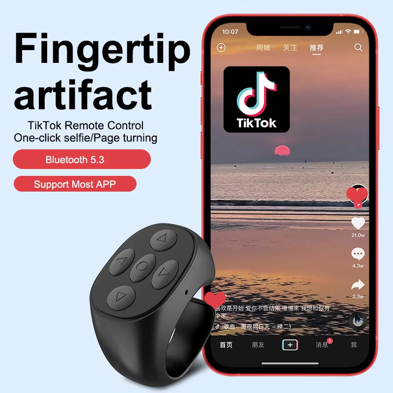 2024 Bluetooth Tiktok Remote Control Ring Gadget Flipping Selfie Fingertip Controller Give Likes 4 Buttons 10M for Iphone Xiaomi